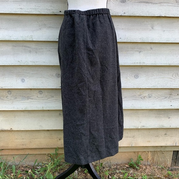 Vintage 80s Gray 100% Wool High Waisted A Line Ankle Length Modest Midi Skirt - Picture 15 of 16